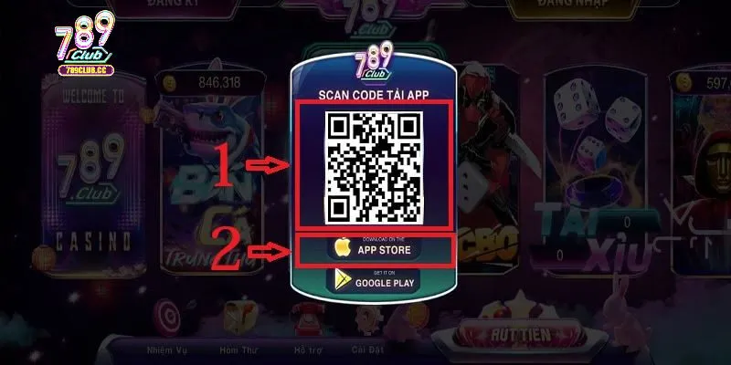 Quét mã QR để tải app 789club trên iOS